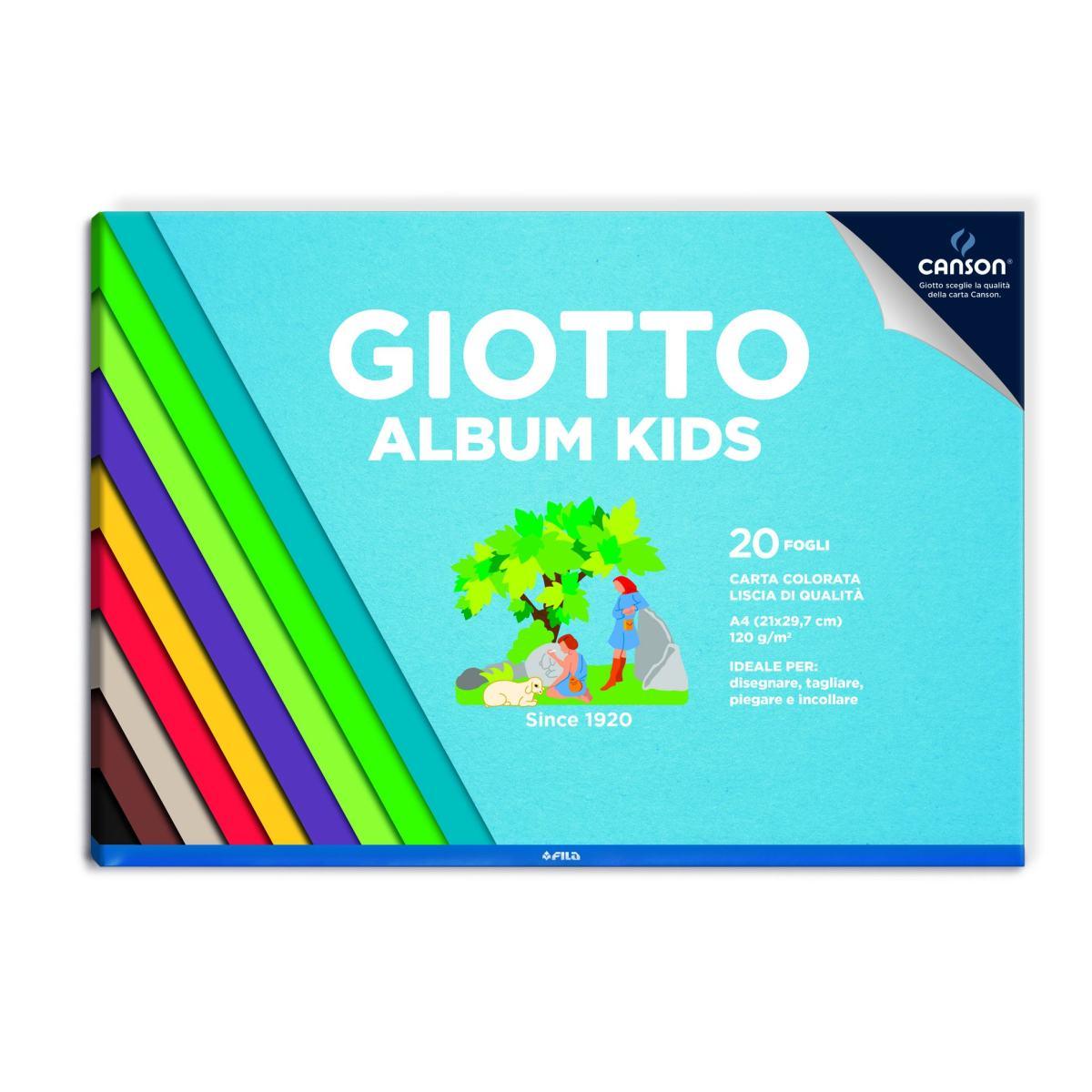 Giotto album kids - carta colorata - a4 - 20 ff - 120 gr