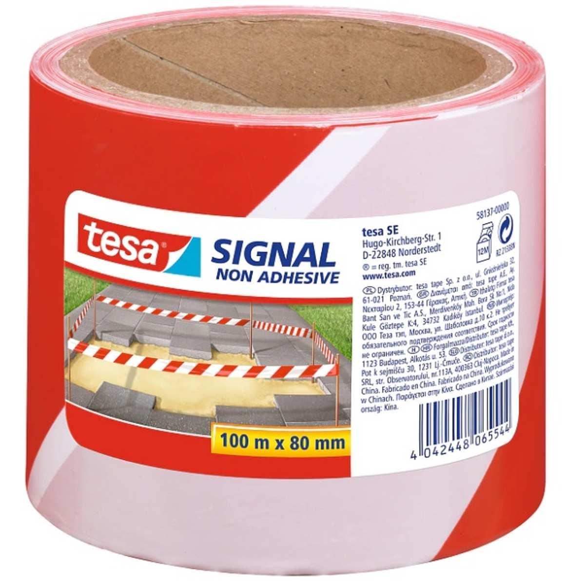 Tesa® nastro per segnalazione bianco/rosso- 80 mm x 100 mt