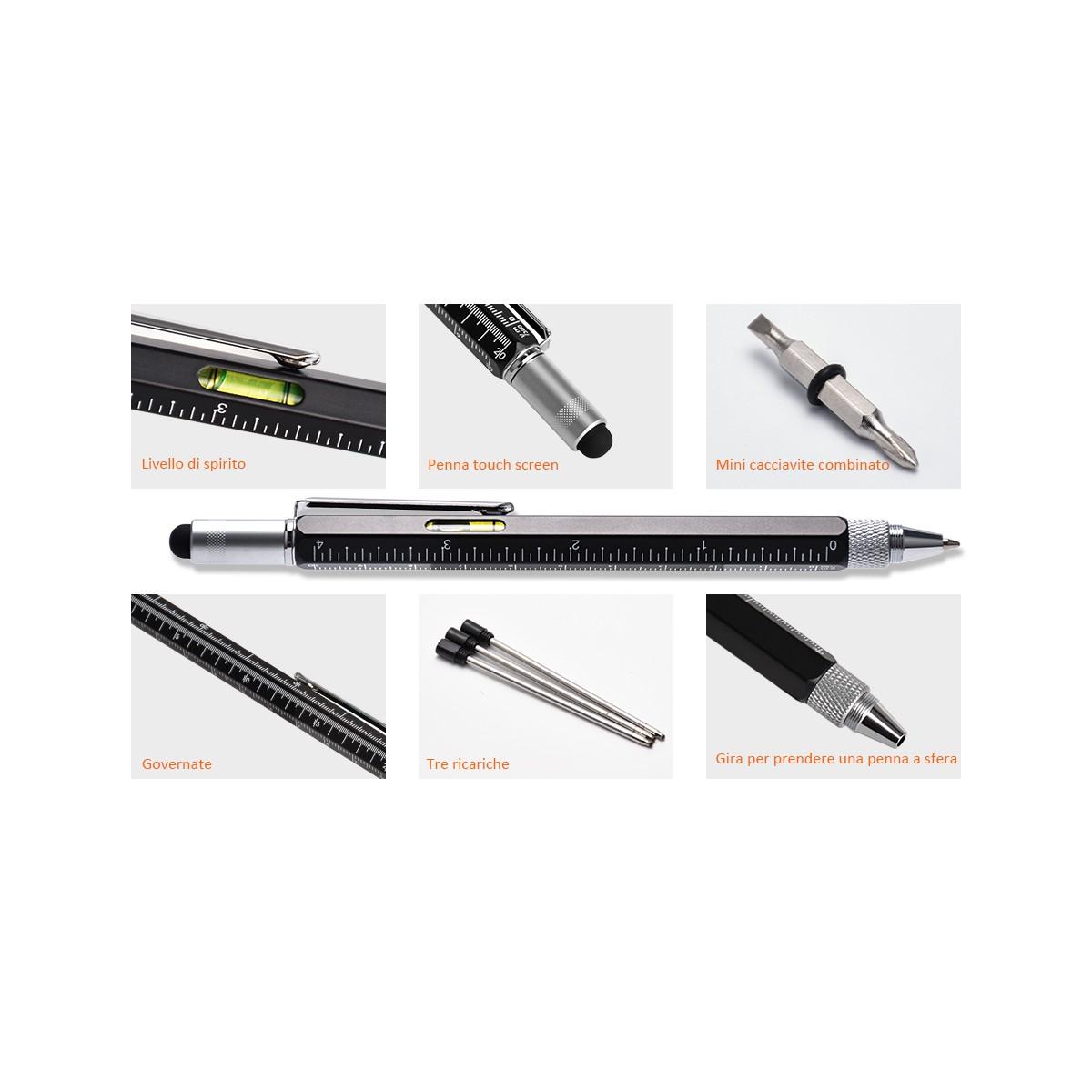 Gift set torcia + penna a sfera con livella e 5 funzioni