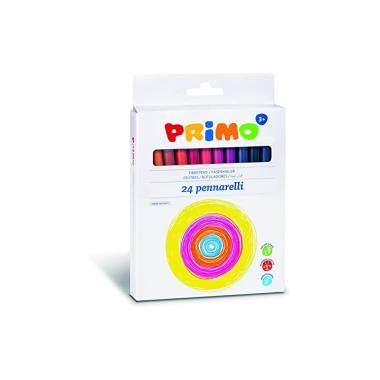 Primo - pennarelli superlavabili - punta fine - in scatola di cartone da 24 colori.