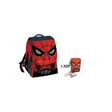 Schoolpack zaino estensibile spider man con luce led + astuccio 3 zip con frixion