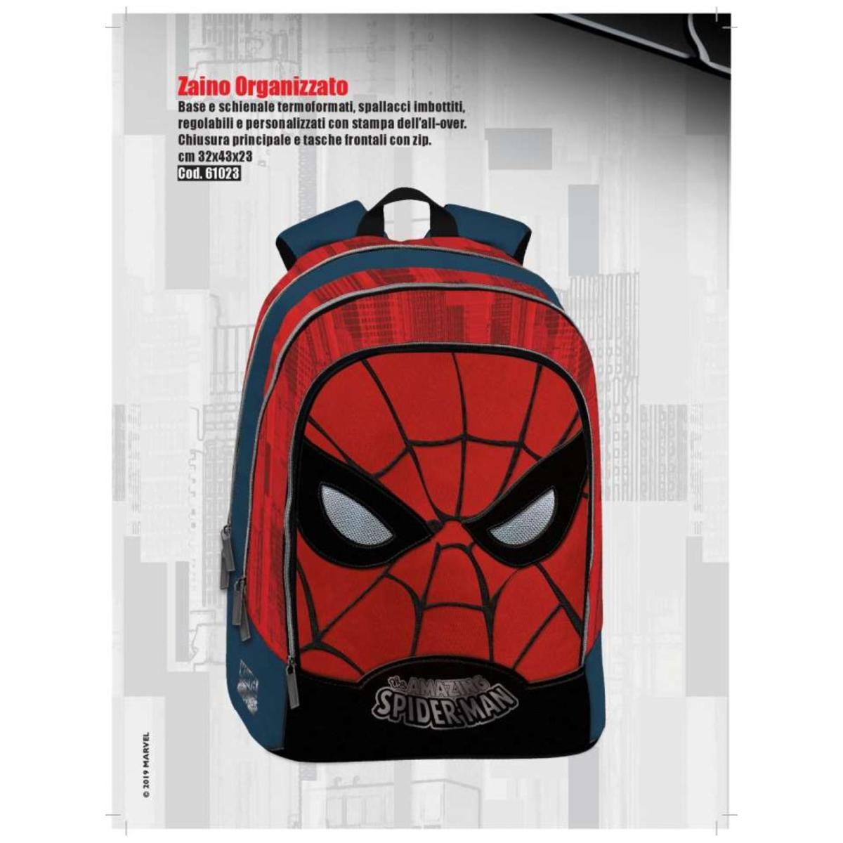 Schoolpack spider man zaino organizzato + astuccio 3 zip con frixion