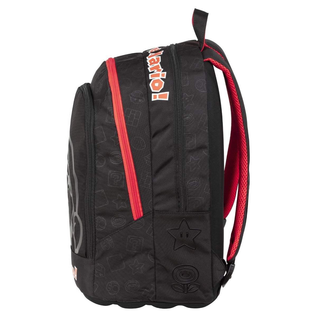 School pack super mario black zaino organizzato + 3 zip