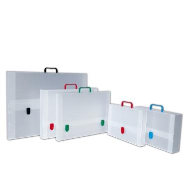 Valigetta polionda bianca con due maniglie e due chiusure colorate - formato 75 x 104 x 4 cm