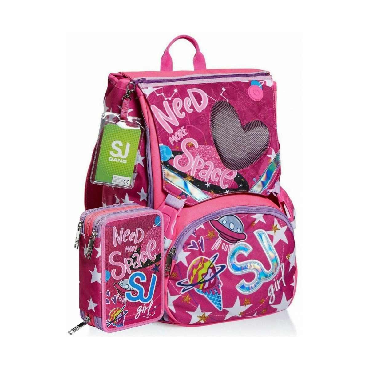 Schoolpack sj gang ledtech girl - zaino sdoppiabile big + astuccio 3 zip