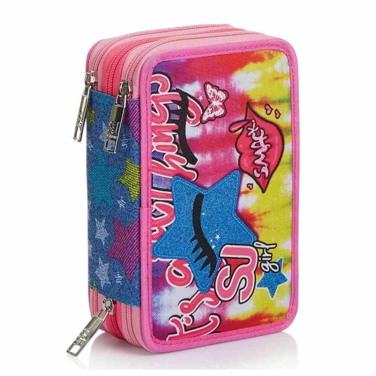 Schoolpack zaino estensibile + 3 zip sj gang facce new da sj girl