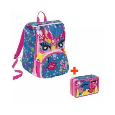 Schoolpack zaino estensibile + 3 zip sj gang facce new da sj girl
