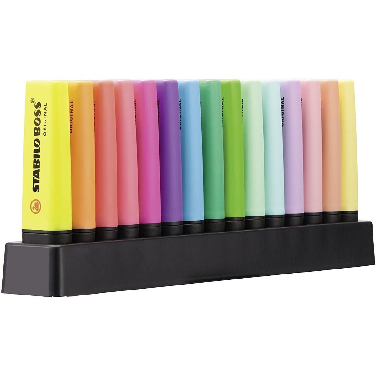 Stabilo boss original & pastel - deskset 15 evidenziatori (9 fluo + 6 pastello)