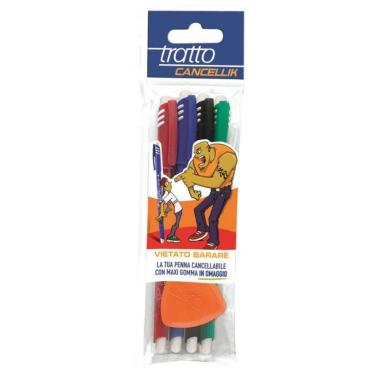Tratto cancellik - penna cancellabile in busta 4+1 maxi gomma