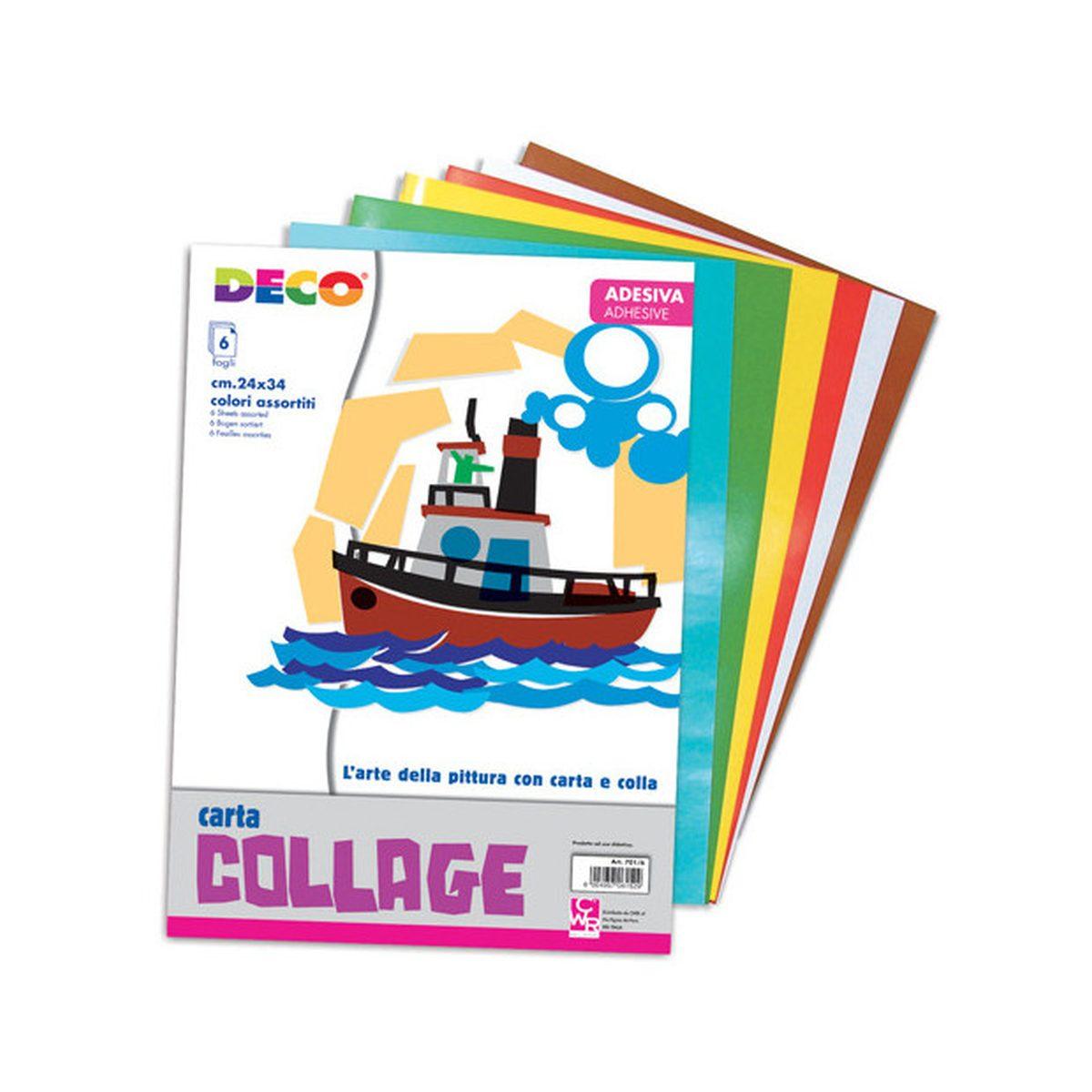 Deco - carta rasata lucida adesiva - album - 24 x 34 cm - 6 fg - 80 gr