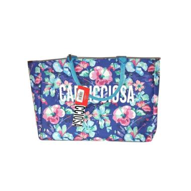 Capricciosa - borsa mare orizzontale con trousse - borsa da spiaggia impermeabile + pochette fantasia - formato 32 x 22 x 50 cm