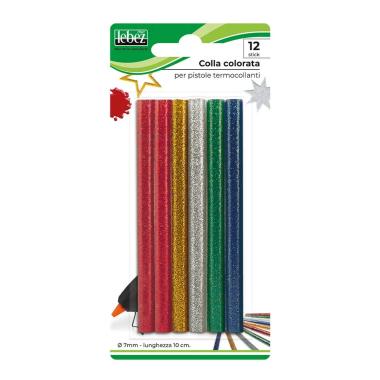Lebez - colla  colorata glitterata - Ø 7 mm - 10 cm - 12 pz