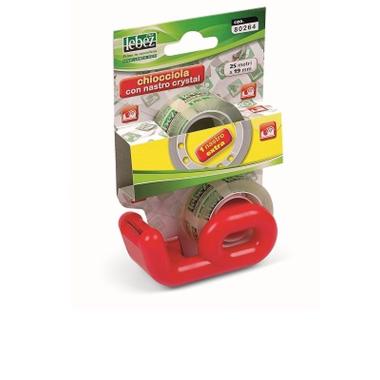 Lebez - chiocciola completa di nastro (19 mm x 25 metri) adesivo trasparente crystal + 1 nastro ricarica