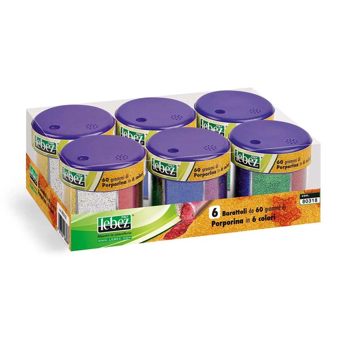 Lebez - porporina 6 colori in dispenser da 60 gr