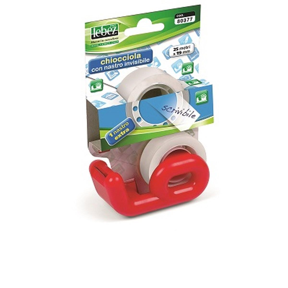 Lebez - chiocciola completa di nastro (19 mm x 25 metri) adesivo invisibile + 1 nastro ricarica -