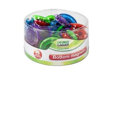 Lebez - bottoni magneti crystal - barattolo da 36 pz - colori e dimensioni assortiti