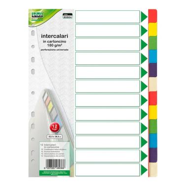 Lebez - set 12 intercalari in cartoncino colorato - 22,5 x 29,7 cm
