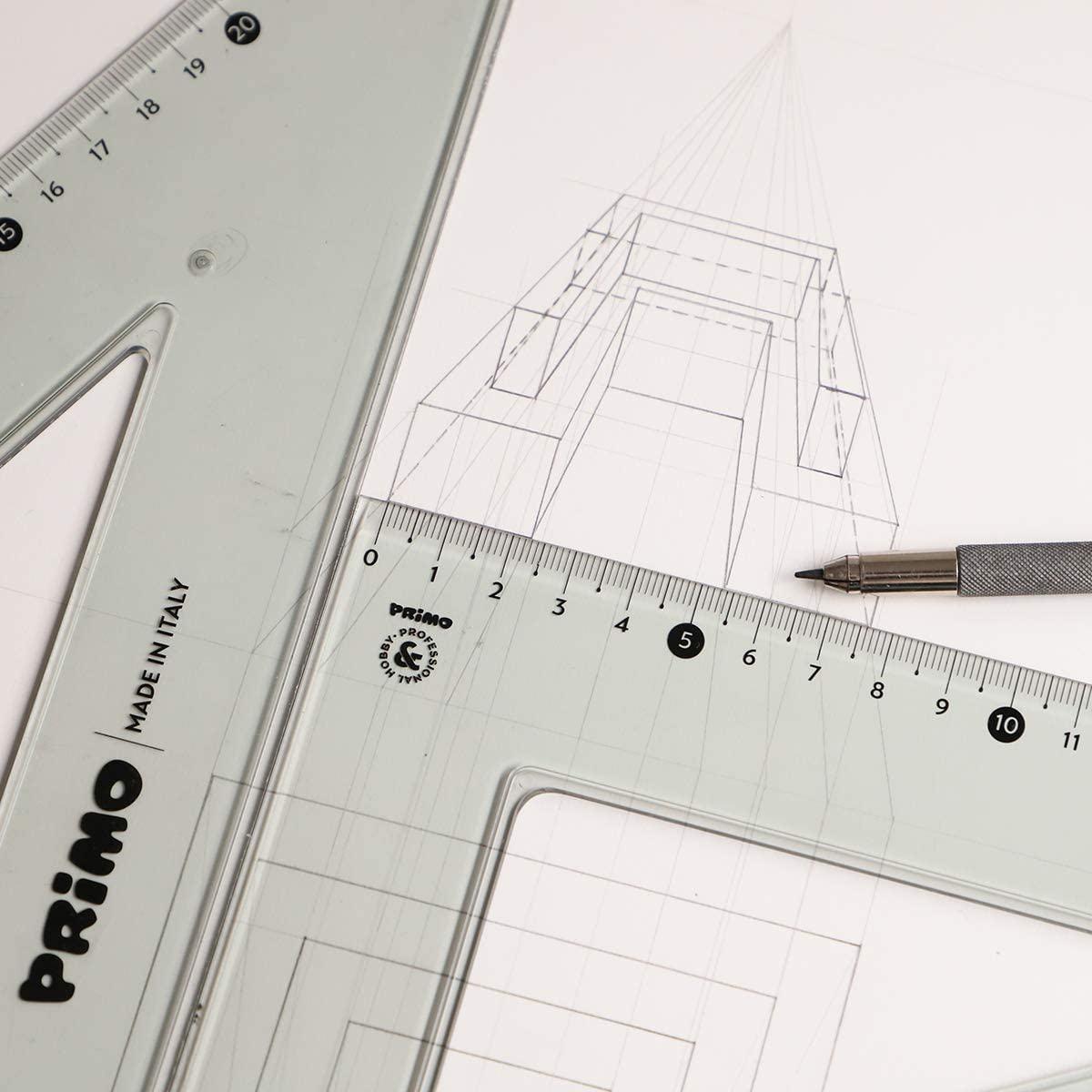 Primo - squadra da 45/30 cm - in polistirolo - grigio fum - antiriflesso