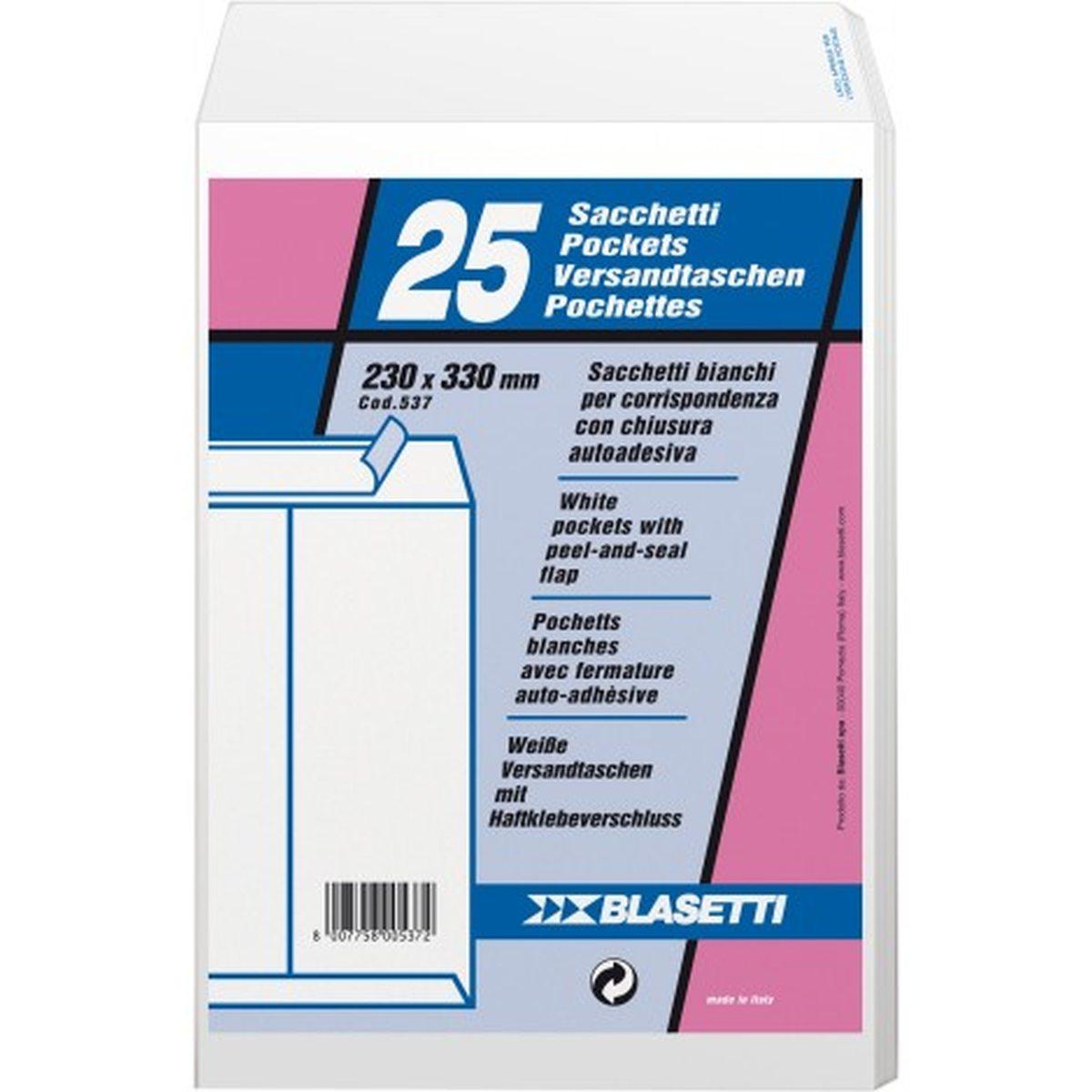 Blasetti - sacchi self 80 - buste a sacco bianco - 23 x 33 cm - 80 gr -  25 pz